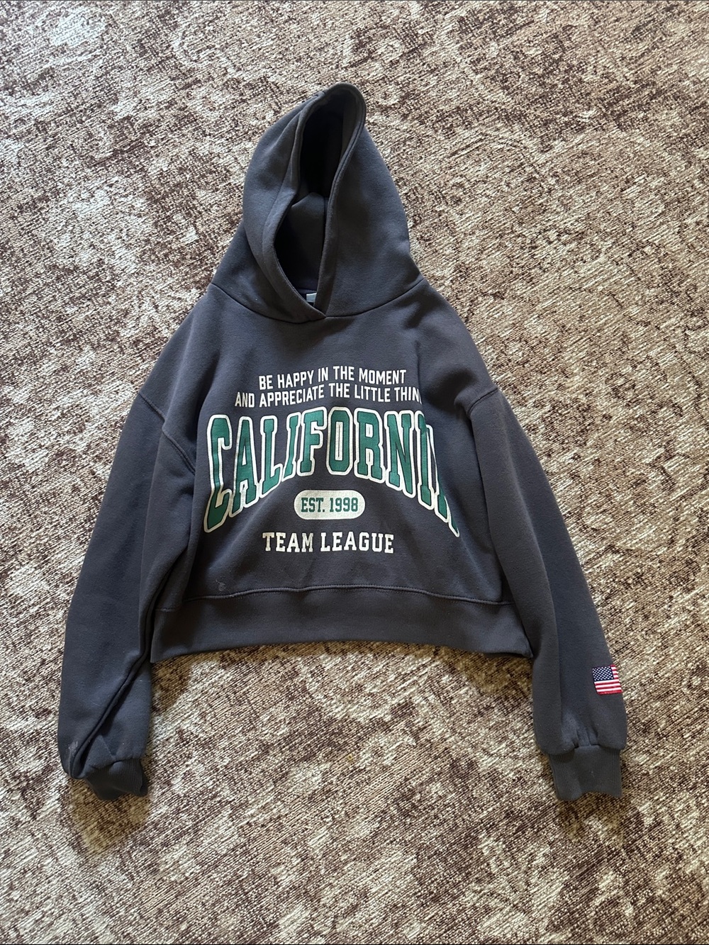 Zara Girls California Team League Hooded Sweatshirt - gray size 13-14